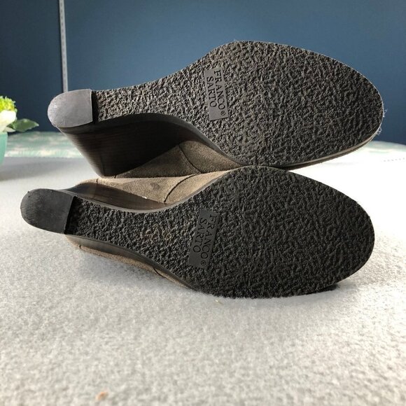 Franco Sarto Womens Sz7 Taupe Beige Suede Lace Up Wedge Ankle Boots, Weston - Picture 6 of 12